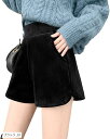 スロウアンドメロウショートパンツ ベロア ハイウエスト ウエストゴム レディース 短パン ボトムス XL 2XL L ブラック M