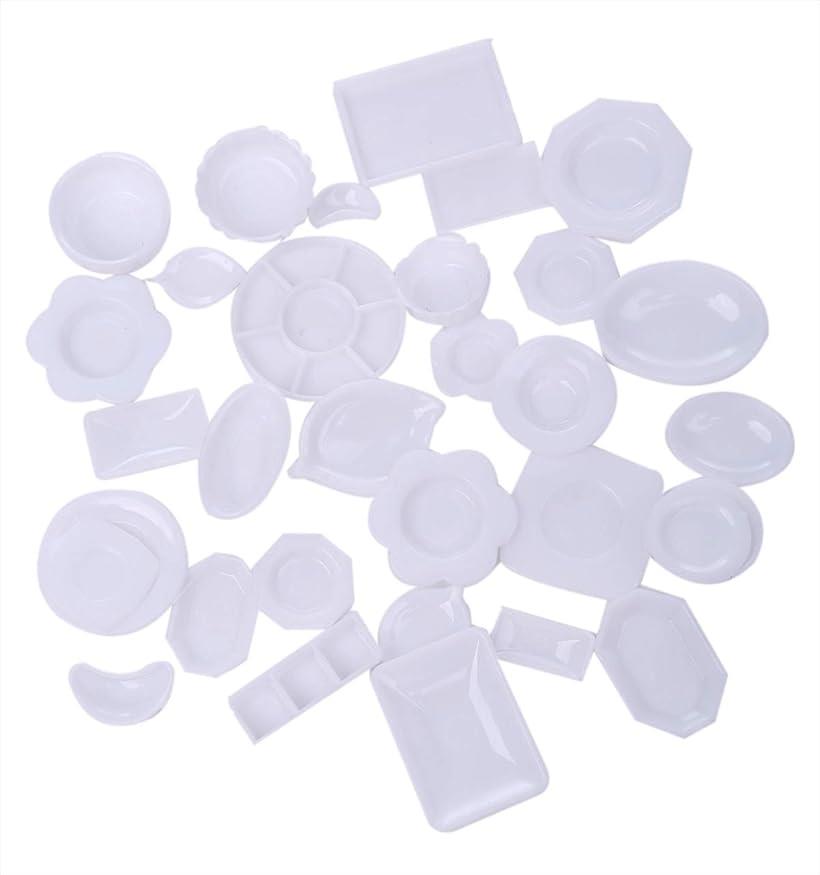 ドールハウス ミニチュア プラスチックプレート お皿セット 33点セット 1/12 スケール ホワイト