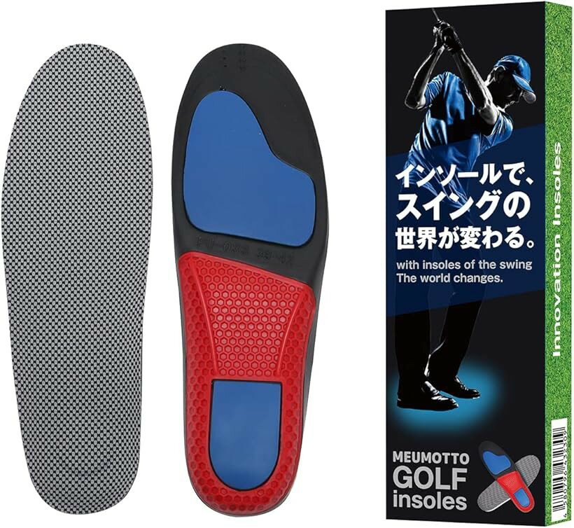 Rakuten - ゴルフ インソールプロ推奨中敷き 衝撃吸収 長時間サポート 24.5～26cm (ブラックxレッド, M(24.5～26cm))