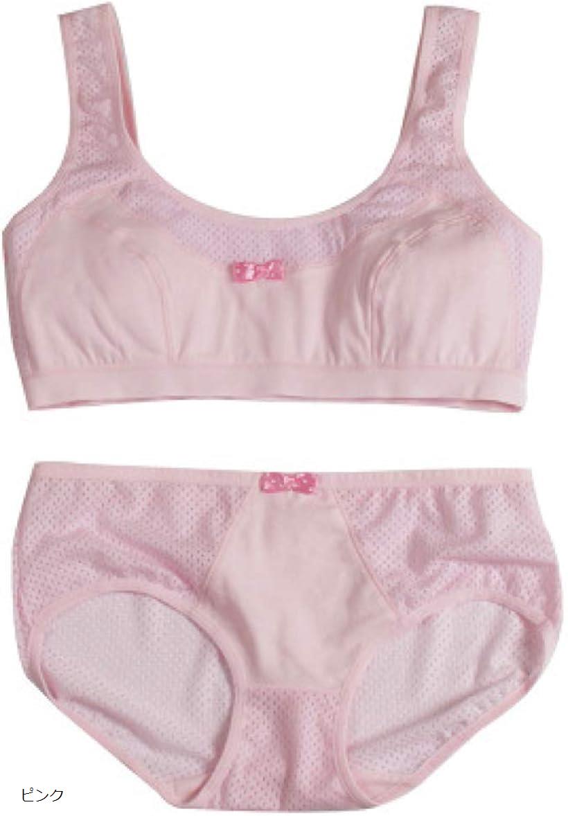 A90 XXL ノンワイヤー メッシュ仕様 ブラジャー ショーツ セット スポブラ TOKYO GOODS MARKET ピンク