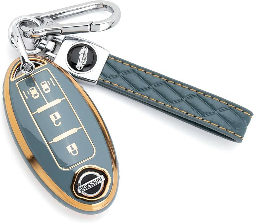 樂天商城 - 日産 スマートキーケーススマートキーをさらにスマートに 全面保護 防汚 防滴 TPU 軽量 セレナ エクストレイル ノート エルグランド ノートオーラ マーチ スカイライン 4ボタン (ゴールドグレー)