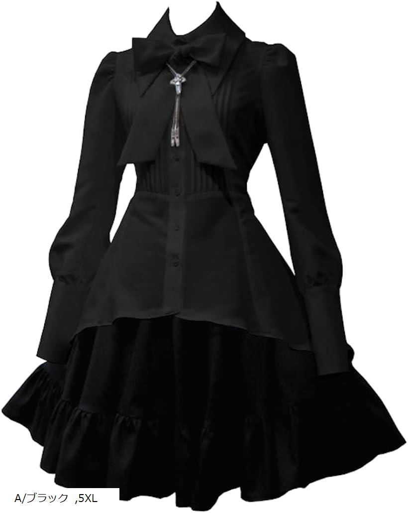 大きいサイズ シャツドレス コスプレ ロリータファッション A/ホワイト L M A/ブラック 5XL