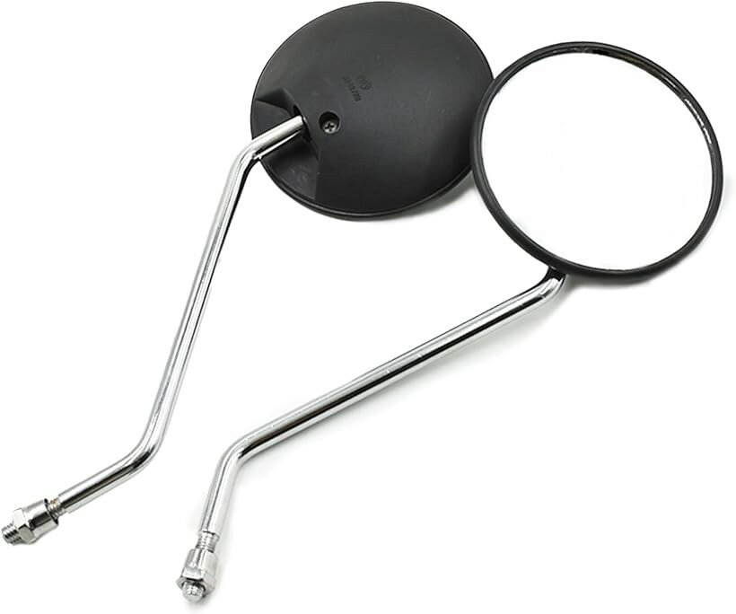 バイク ミラー 8mm 生ネジ 左右セット 黒 丸型 円型 サイド 鏡 汎用 原付 スクーター ホンダ スズキ モンキー カブ ディオ バックミラー (左右セット)