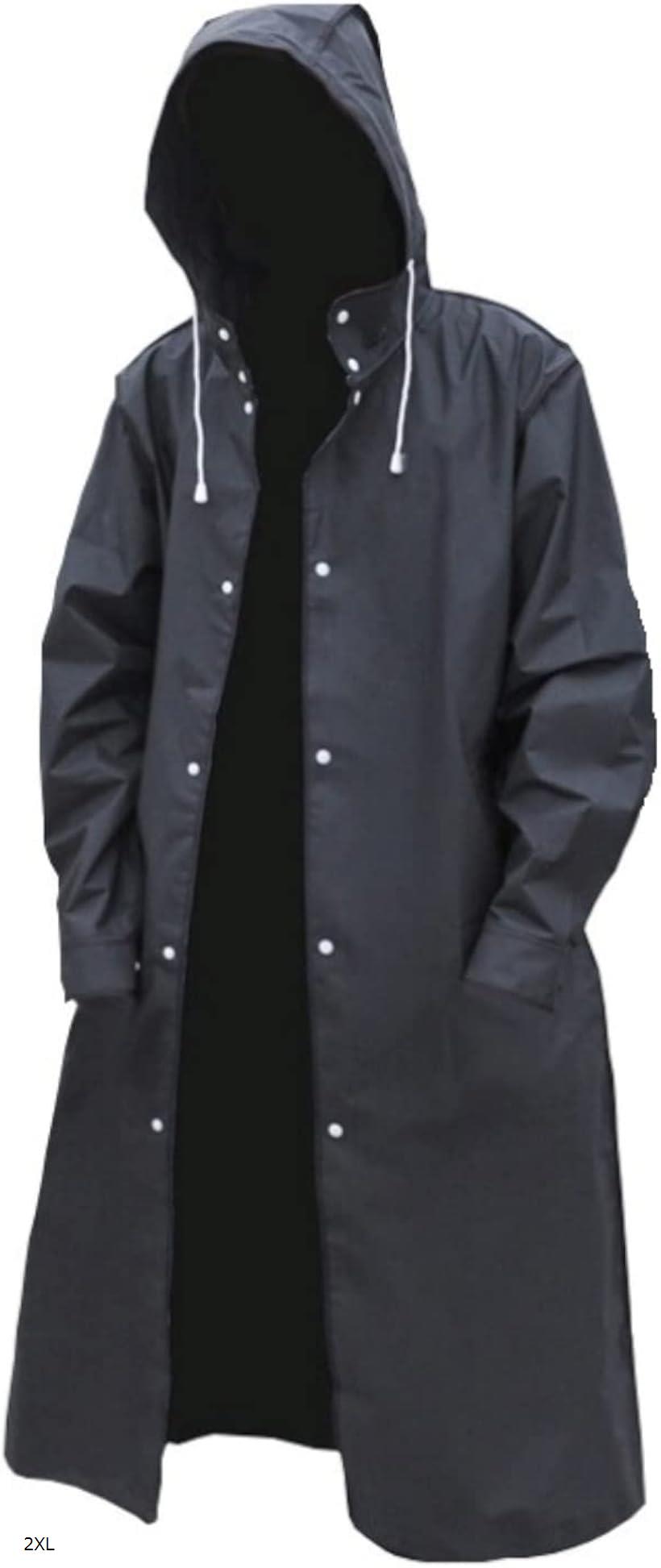 【楽天ランキング1位入賞】レインコート ロング丈 メンズ レインウェア 通勤 通学 雨具 カッパ フード付 レインポンチョ シンプル XXL XL L 2XL