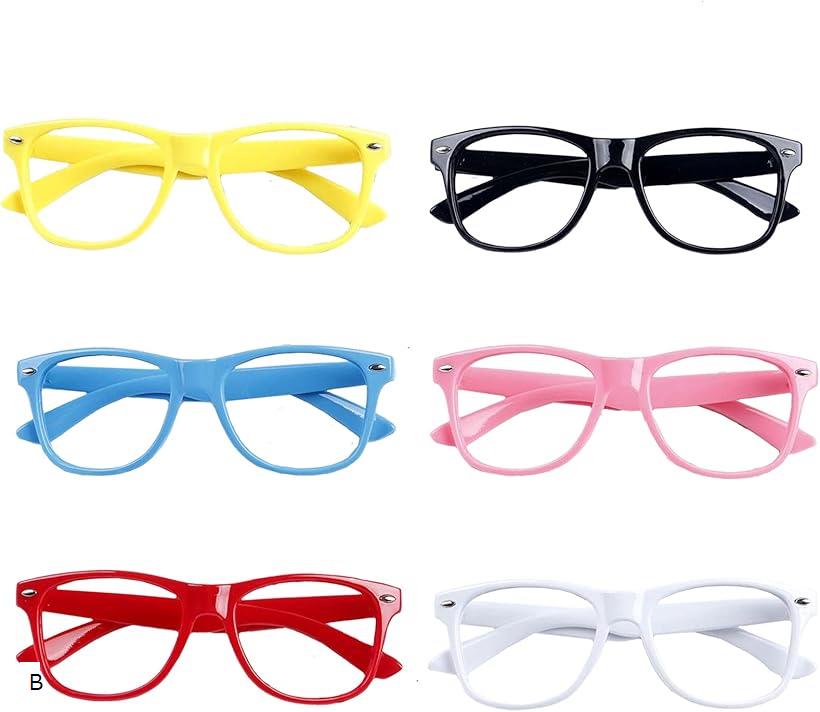 子供用 メガネフレーム レンズなし伊達メガネ 6色セット パーティー ハロウィン 仮装 コスプレ キッズ B