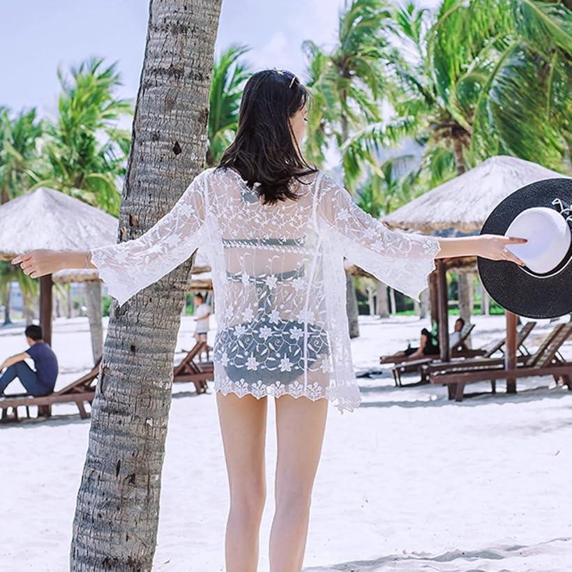 レース カバーアップ ビーチウェア ガウン ビキニウェア ラッシュガード
