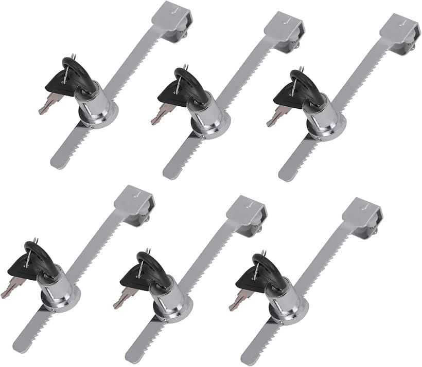 ショーケース用ロック スライドロック ガラスドアロック 防犯対策 スペアキー付属 6点セット