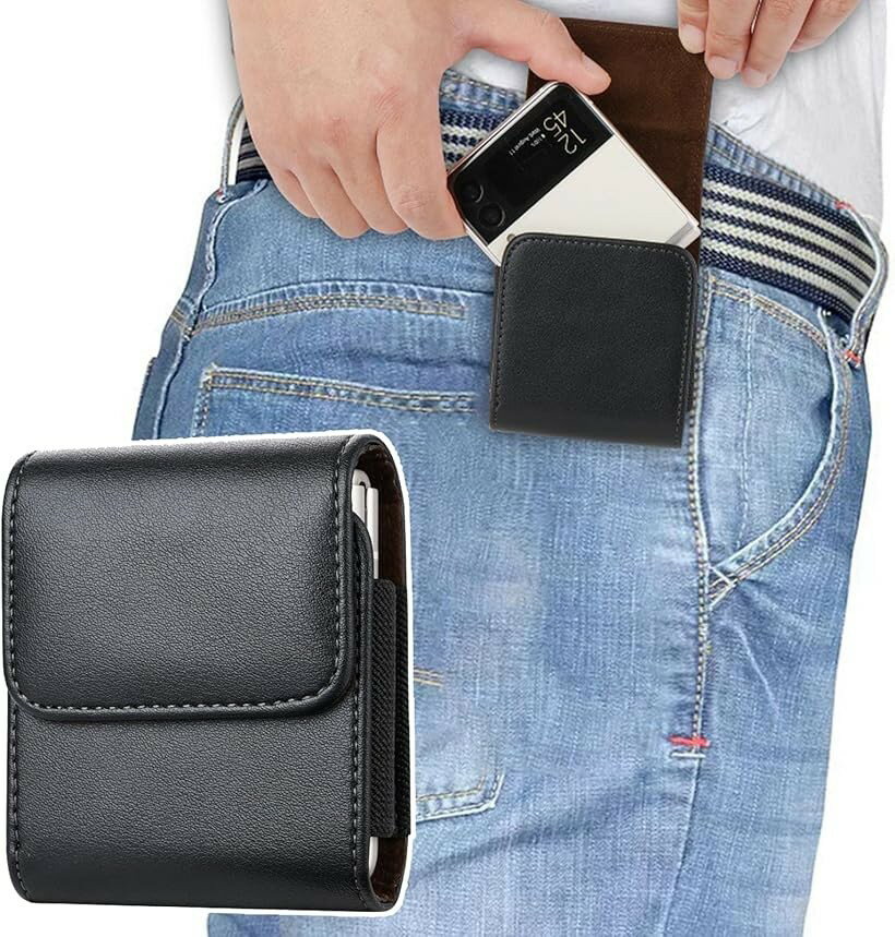Folding Smartphone Belt Case for Feature Phones, 360-Degree Rotating Mobile Phone Pouch (Feature Phone Case)
