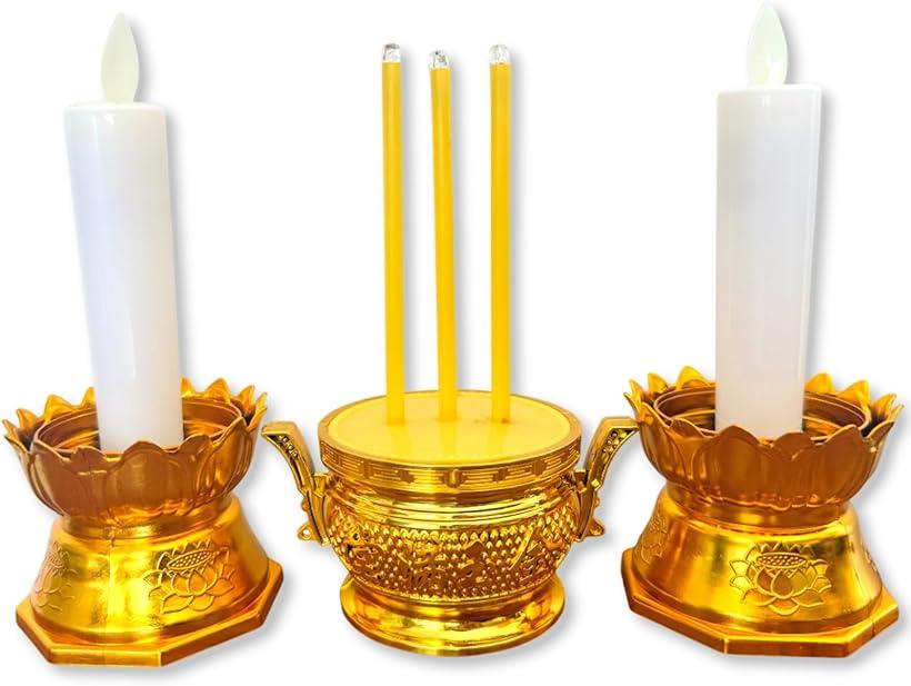 LED ろうそく お線香 セット 電池式 仏具 火災防止 お盆 お参り 仏壇 法事 法要 法会 仏事 ホワイト