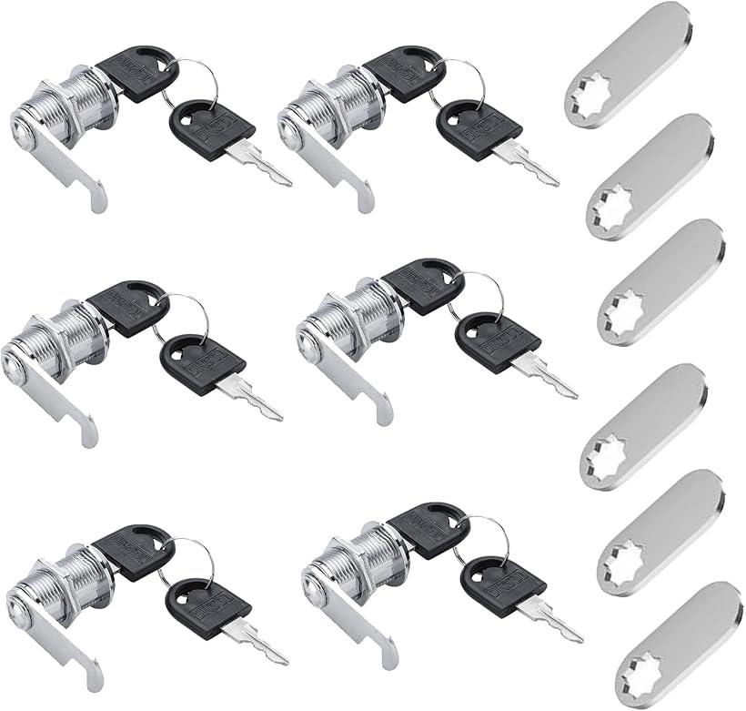 カムロック 6個セット 錠 30mm 引き出し キャビネット ドア ロックシリンダー錠 補助錠 戸棚/食器棚/郵便ポスト/ロッカー/ショーケースなどに