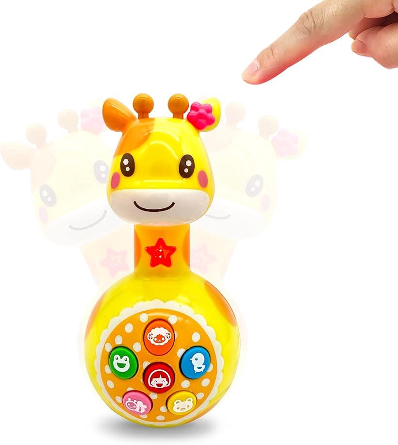 コロコロころりんアニマル おきあがり おもちゃ ボタンを押すと光る 音が鳴る しゃべり出す