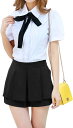ボウタイ ブラウス レディース トップス リボン サテン 量産型女子 半袖