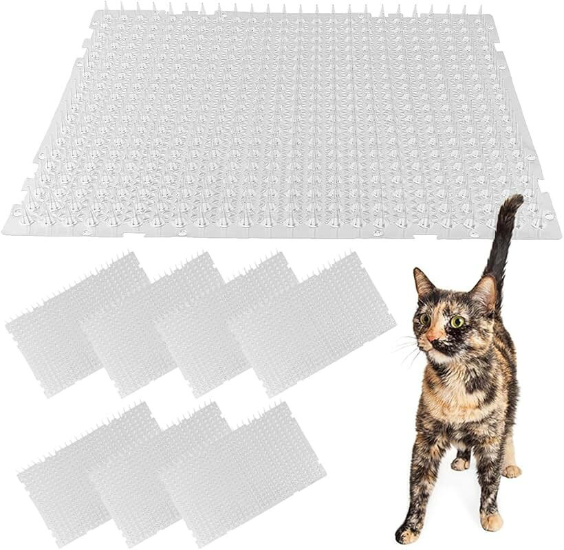 猫除け用トゲトゲマット いたずら＆進入防止 糞害対策 8枚セット カスタム カット可能 クリアカラー 曲げられる (クリア)