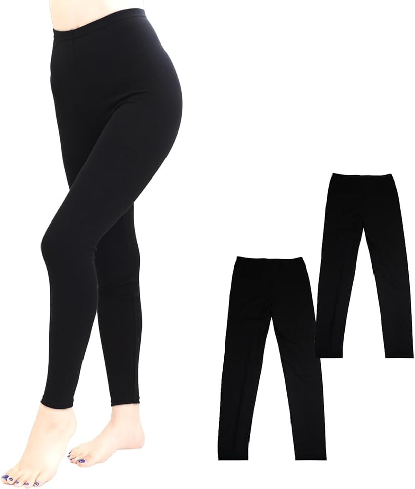 Other - レディース 女性 パンツ レギンス スパッツ 綿混 日本製 (ブラック10分丈2個, M-L)