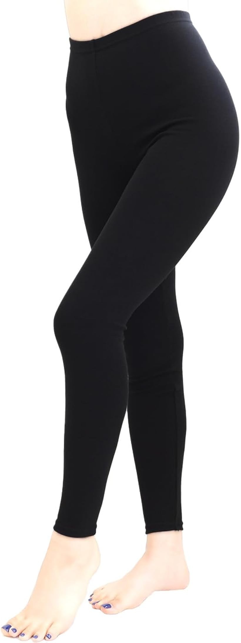 レディース 女性 パンツ レギンス スパッツ 綿混 日本製 (ブラック10分丈, XL-2XL)