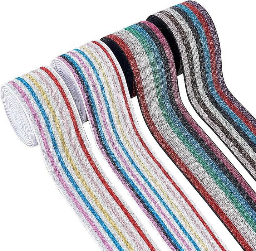 ニットゴムバンド 4色 約1.83m/ロール カラフル 広織ゴム 縫製用ゴムバンド 4cm幅 弾性バンド 伸縮性 服 ベルト交換 裁縫 手作り素材 衣服縫製工芸