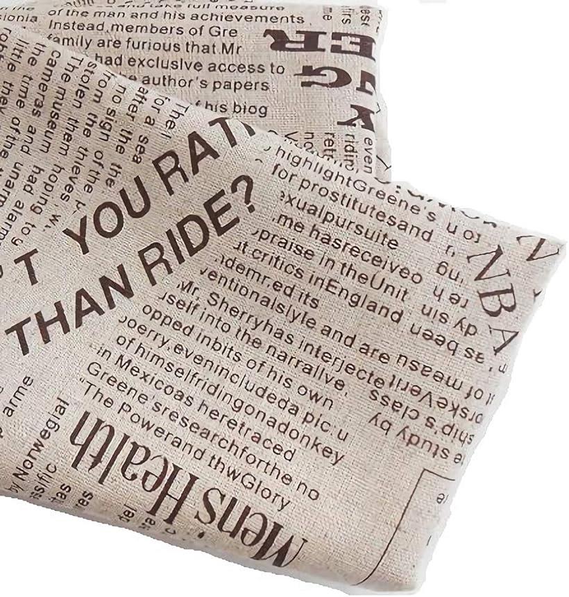 英字柄 アンティーク 英新聞 綿麻 生地 布 手芸用 ハンドメイド クッション バッグ テーブルクロス 裁..