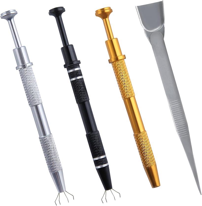 4個 宝石拾い用具 ジュエラー用ピックアップツール ピアスボールつかみツール ボールグラッパー ジュエ..