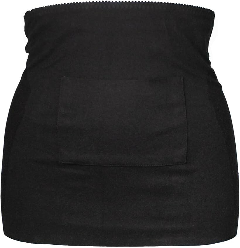 レディース インナー 女性 無地 シンプル ストレッチ なめらか 腹巻 防寒 起毛 (ブラック, L-XL)