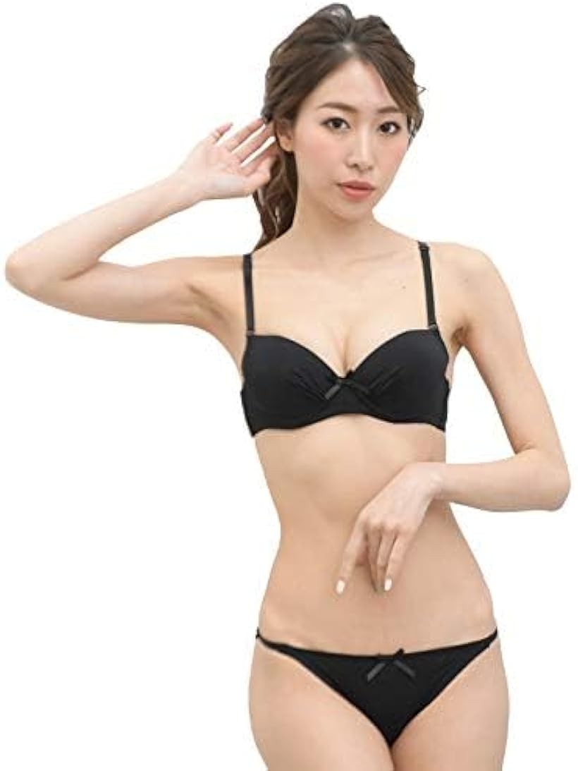 レディース ブラジャー ひびかない ショーツ 勝負 下着 上下 セット 女性 シームレス (ブラック, D65)