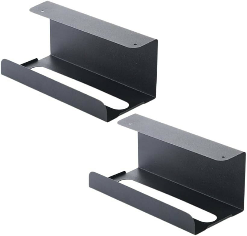 Rakuten - ペーパータオルホルダー ティッシュペーパー 吊り下げ キッチン 2個セット (ブラック, 23cmx11cmx10cm)