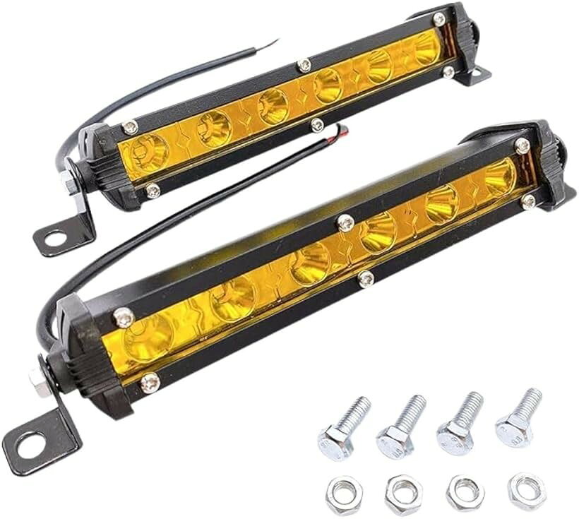 LED 作業灯 フォグランプ 6灯 イエロー ホワイト 防水 防塵 IP67 12V 24V 兼用 角度調整 アルミボディ 左右2個セット 汎用 社外品 (イエロー)