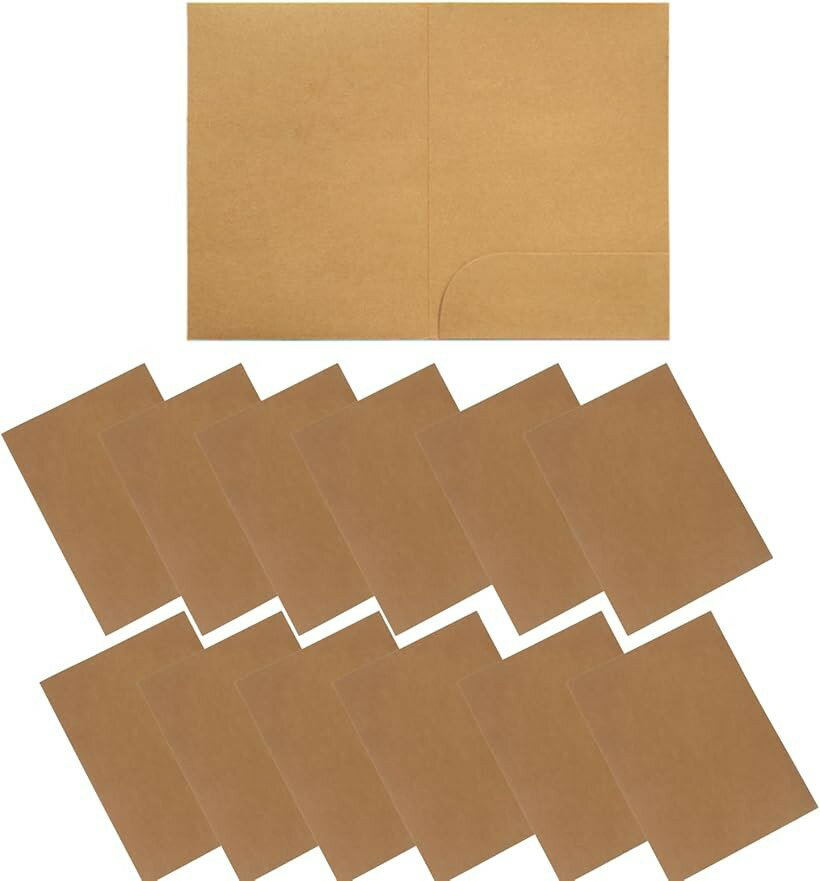 個別フォルダー A4 書類ファイル 書類整理 書類入れ 名刺ポケット付き 紙製 クラフト紙 オフィス用品 12枚セット