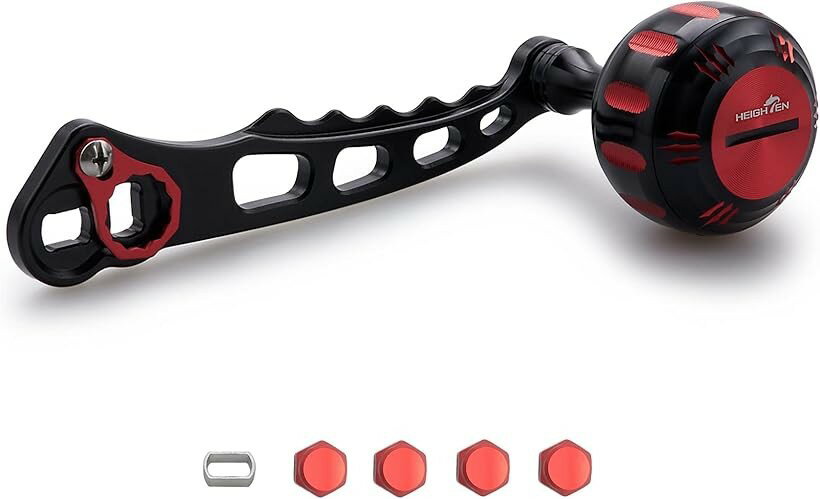 互換品 可変 70航空アルミ製 パワー リール ハンドル 汎用社外品ベイトリール用 60mm/70mm ブラック/レッド