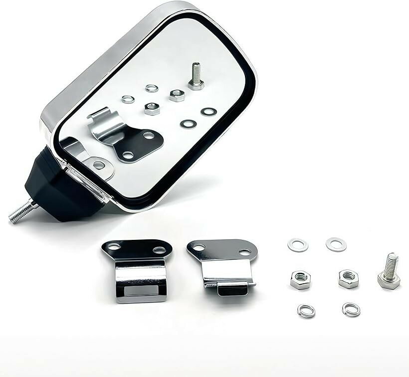 Rakuten - トラック バックショットミラー 角形 メッキ 大型 中型 2トン サイドミラー 補助ミラー ミラー左右 平面鏡 死角軽減 駐車 車線変更 後方確認 日差し 部品パーツ (11.8cm x 15.0cm)