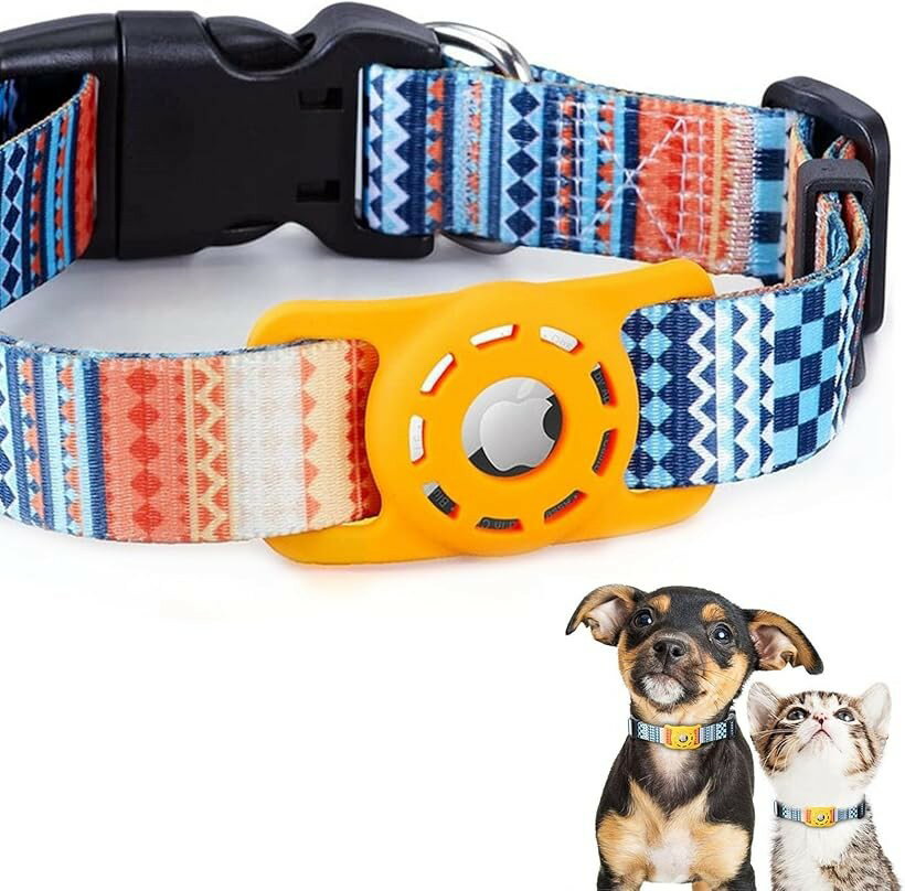 Rakuten - 犬用エアタグ首輪 猫 ペット首輪 迷子 追跡 ペット用品 AirTagケース (ボヘミアンオレンジ, XS)