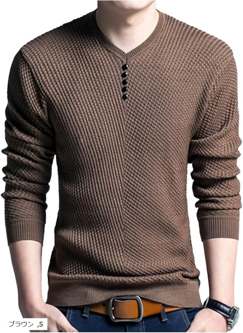 Vネック カットソー トップス カジュアル 薄手 メンズ ボルドー M XL 2XL ブラック ネイビー L ブラウン S(4)