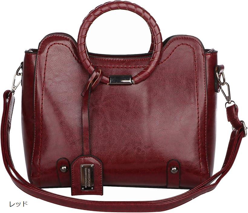 ハンドバッグ レディース PUレザー ショルダーバッグ 2WAY 小さめ レッド