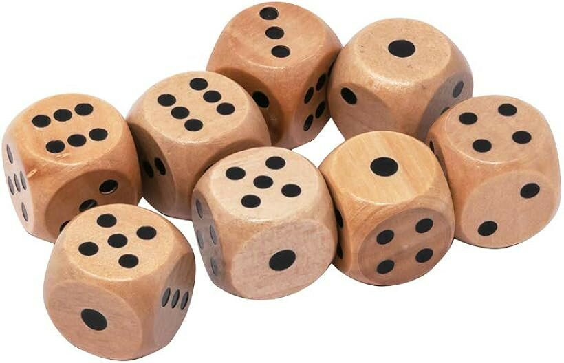 サイコロ 木製 ダイス 20mm かわいい 癒やし すごろく ゲーム おもちゃ 6面 セット ラウンドカット 20ミリ 点の目 8個入り (ベージュ, 20mm 点の目)