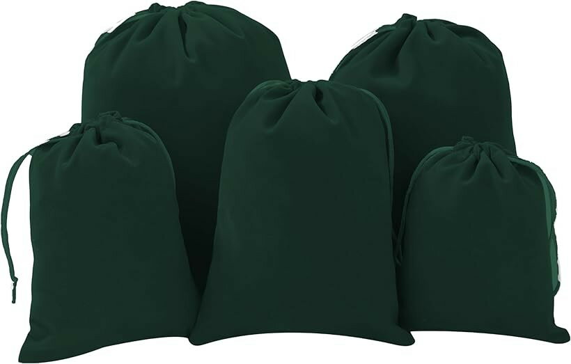 Drawstring Bags - 巾着袋 無地 小物専用 シンプル 旅行 子供 大人 アクセサリー ジュエリー 収納 S M L サイズ 給食袋 入園準備 小学校 洗濯可能 ベルベット 柔らかい (グリーン)