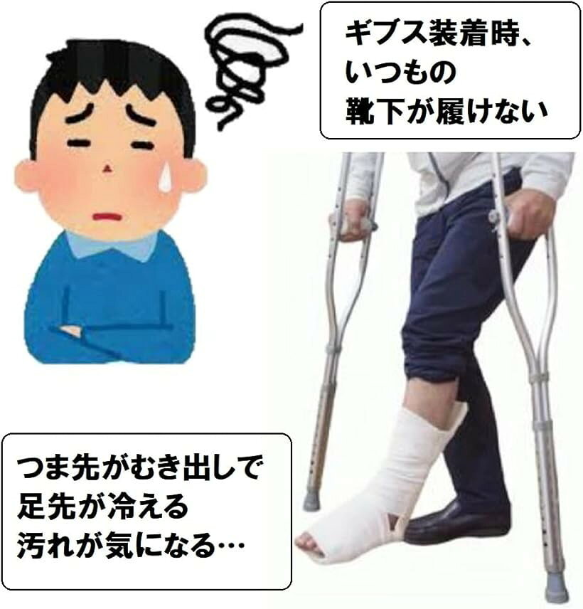 エムラインストアのギブス カバー つま先 ギブス用 靴下 防寒 保護 汚れ防止 つま先カバー ギプス プロテクター｜アングル2