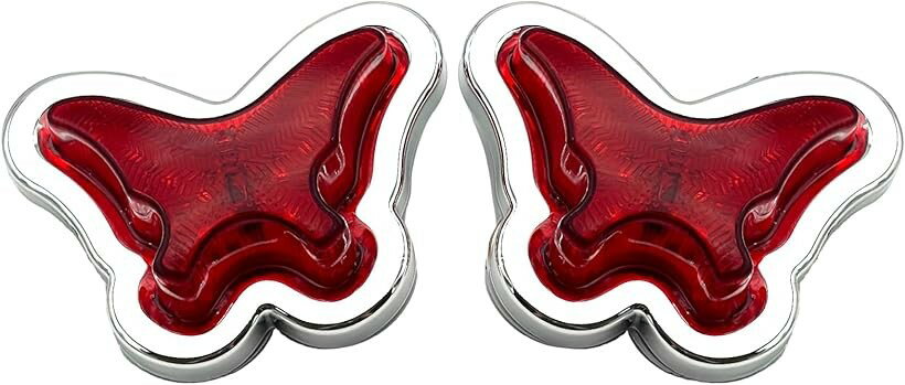 樂天商城 - LED マーカーランプ グリルマーカー 蝶 サイドマーカー デコトラ 軽トラカスタムパーツ 角マーカー 12V 24V 点灯2個 レッド