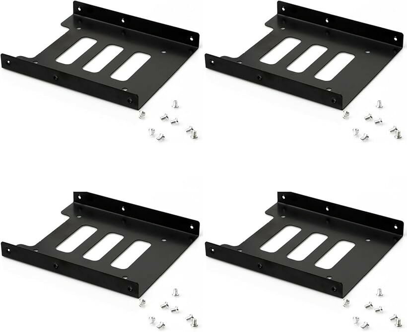 互換品 HDD/SSD用 変換ブラケット 3.5変換 SSD/HDD 取り付けブラケット PC用 マウンタ ネジセット ブラック 4枚セット (ブラック)