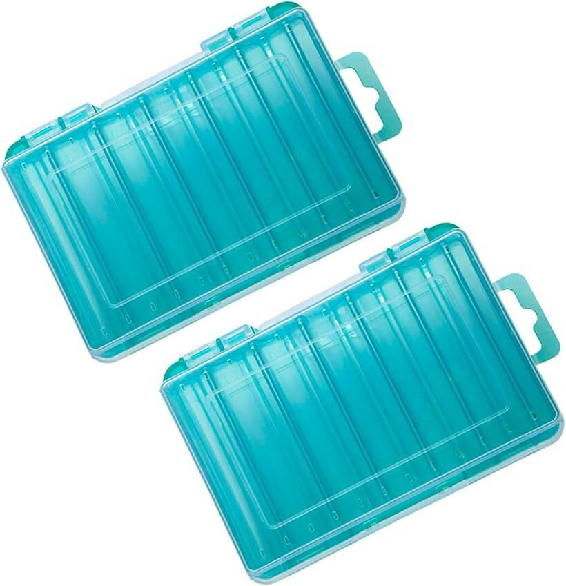 Case, Toolbox - ルアーボックス 両面 2個セット タックルボックス メタルジグ リバーシブル ケース 釣具 釣り (クリアブルー, 小)