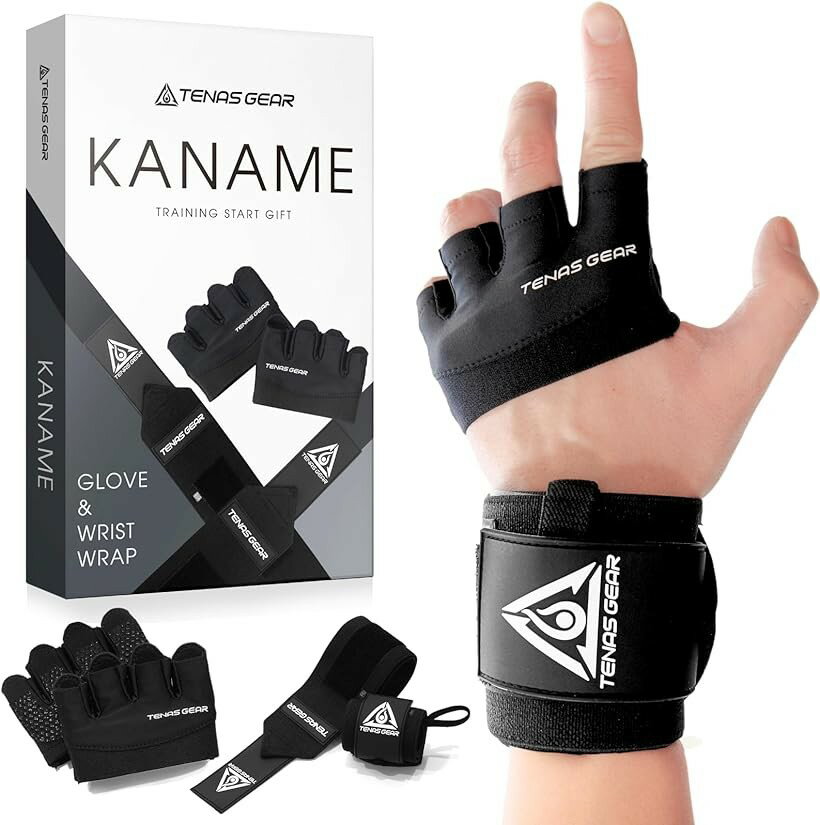 Other - TENASGEAR KANAMEジムトレ初心者応援セット リストラップ トレーニンググローブ 2点セット ウエイトトレーニング マメ防止 手首固定 ハニカム メンズ レディース 筋トレ ダンベル ベンチプレス 懸垂 (ブラック, L)
