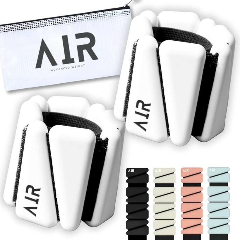 Rakuten - TENASGEAR AIR家事トレ革命・女性目線デザインリストウェイトアンクルウェイト 2個セット 水中使用可 重量約910g シリコンウェイト ながら運動 ヨガ ピラティス (ホワイト)