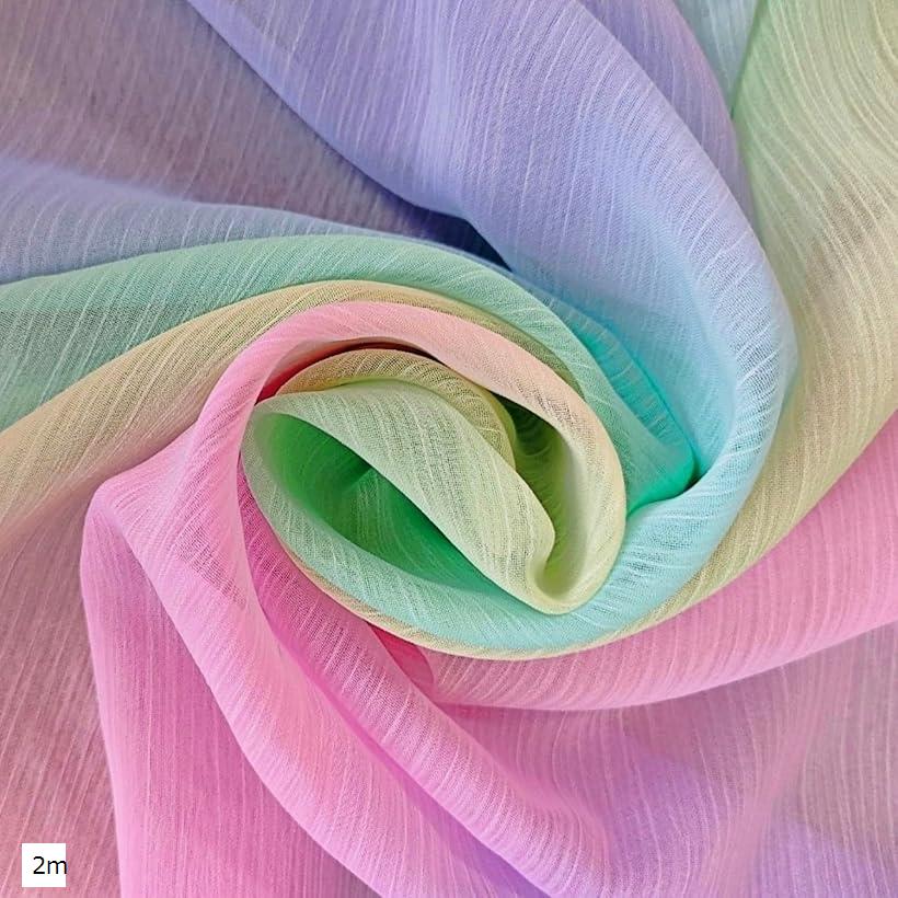 レインボー シフォン 生地 流水紋 幅1.45m 薄手 手芸 おしゃれ 綺麗 カラフル 布 3m 5m 2m
