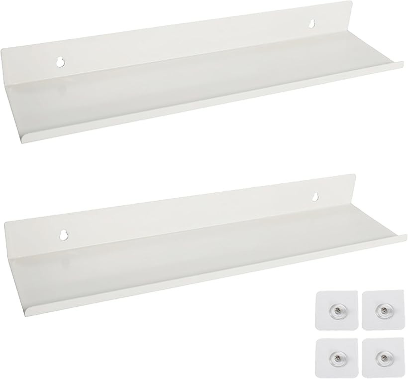 ウォールシェルフ 2個セット 壁付け 金属製 棚 壁掛けラック 浴室 キッチン トイレ収納 省スペース設計