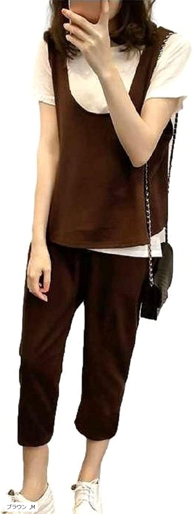 ニブンノイチスタイル 上下 3点セット 大きめ セットアップ ベスト スーツ レディース ブラウン M