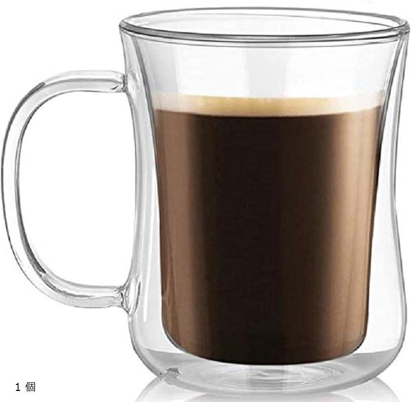ダブルウォール グラス マグカップ 二重構造 耐熱 スレンダー 1 個 1 個