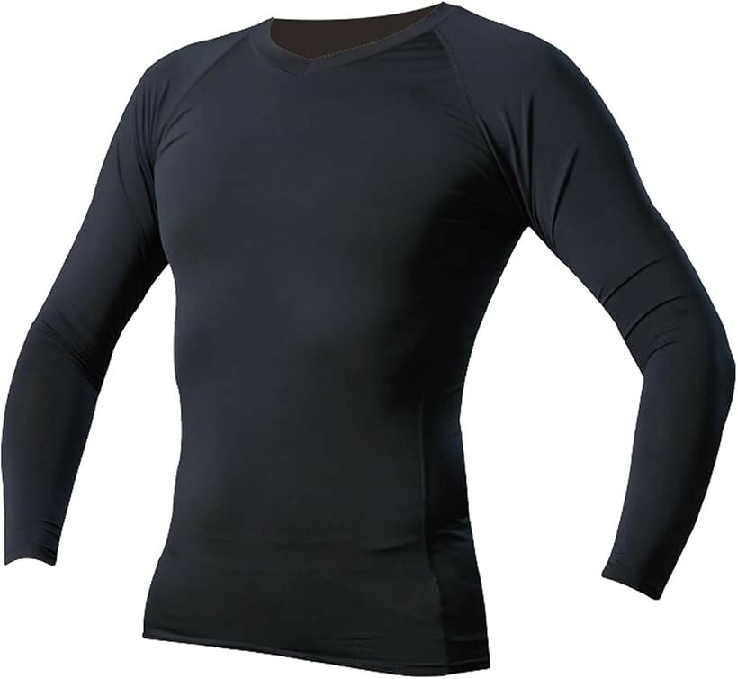 Long-Sleeved - クロスミント コンプレッションインナー L 冷感 キシリトール 涼感 接触冷感 消臭 抗菌 伸縮性 (ブラック, L)