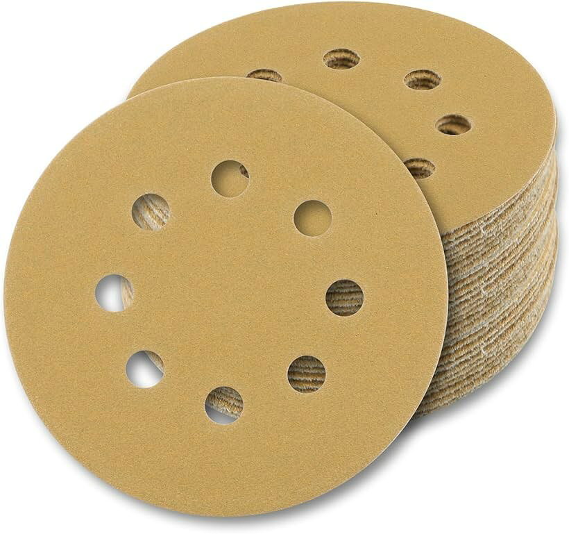 サンディングペーパー 125mm サンドペーパー 粒度 8穴あき マジック式 紙やすり 研磨 サンダー用 丸型 ディスク エアーサンダー丸パッド 木工用 吸じんランダムアクションサンダー用 ミニルーター用 (#120 30枚)