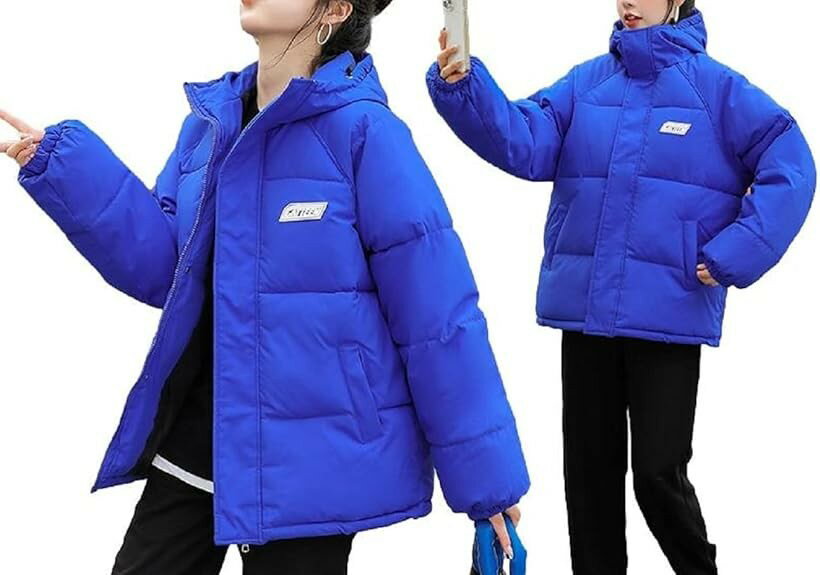 Rakuten - ニブンノイチプラス ジャンパー 中綿 無地 ジャケット 長袖 レディース XXL 青 (ブルー, 2XL)
