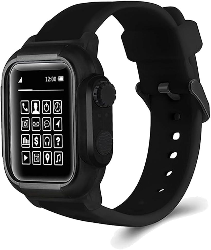 互換品Apple Watch アップルウォッチ シリーズ 6/7/8 45mm 44mm ケース バンド 一体型 防水 防塵 傷防止
