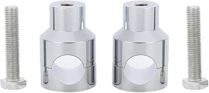 互換品バイク オートバイ ハンドル ポスト 25.4mm シルバー メッキ マウント ライザー 汎用 左右セット