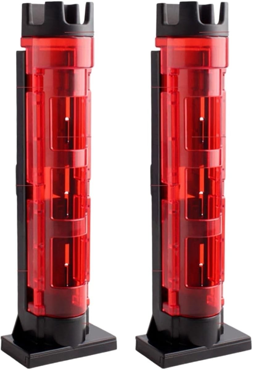 ロッド ホルダー 釣り 収納 スタンド クーラー タックル ボックス ケース クリア 2個 セット (レッドxレッド)